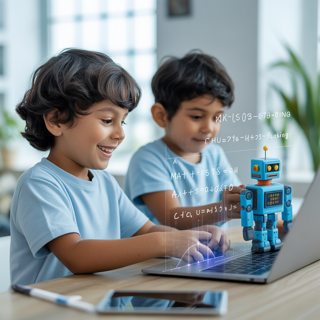 Child learning online with mentor